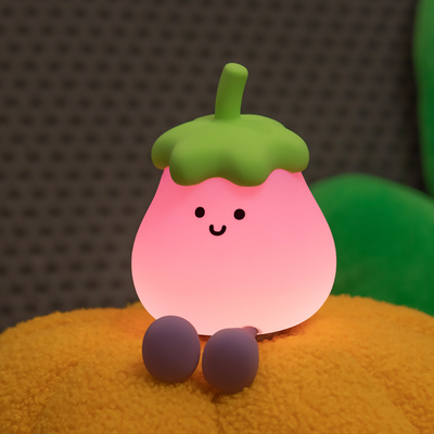 2025 Горячая продажа Led Battery Usb Powered Eggplant Ночные огни для детей Лампа для домашнего убранства Праздничное освещение Ночные огни для подарка