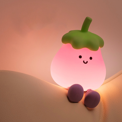 2025 Горячая продажа Led Battery Usb Powered Eggplant Ночные огни для детей Лампа для домашнего убранства Праздничное освещение Ночные огни для подарка
