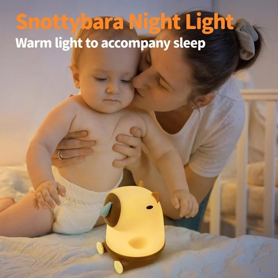 Созидательная комната Декорация LED Snottybara Ночной свет USB перезаряжаемый Мультфильм Животное питомник Силиконовая лампа