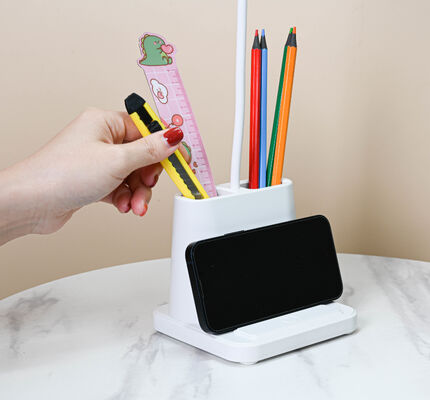 Светодиодная настольная лампа с держателем для ручек - Защита глаз, лампа для учебы для студентов, общежития, подарок, оптовая продажа, ночник